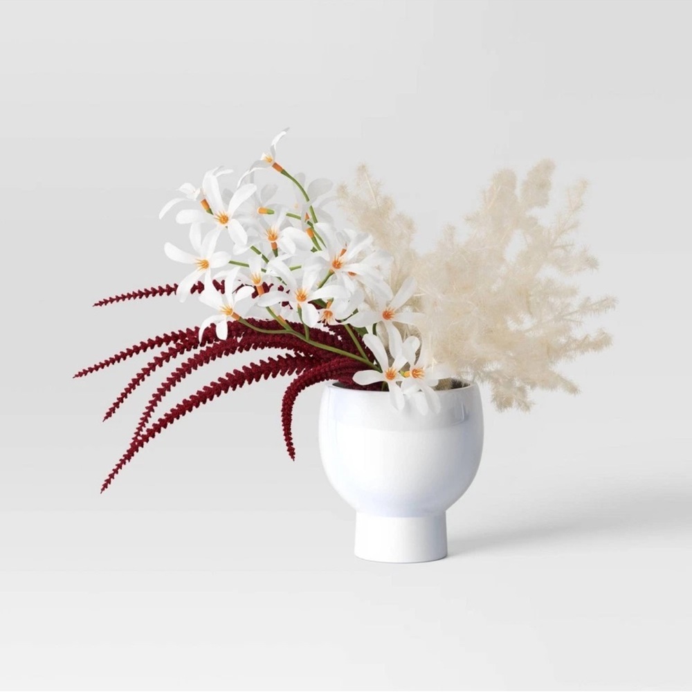Set Of 2 Threshold Cream Floral Luxe Arrangement Tabletop Placement Indoor Only